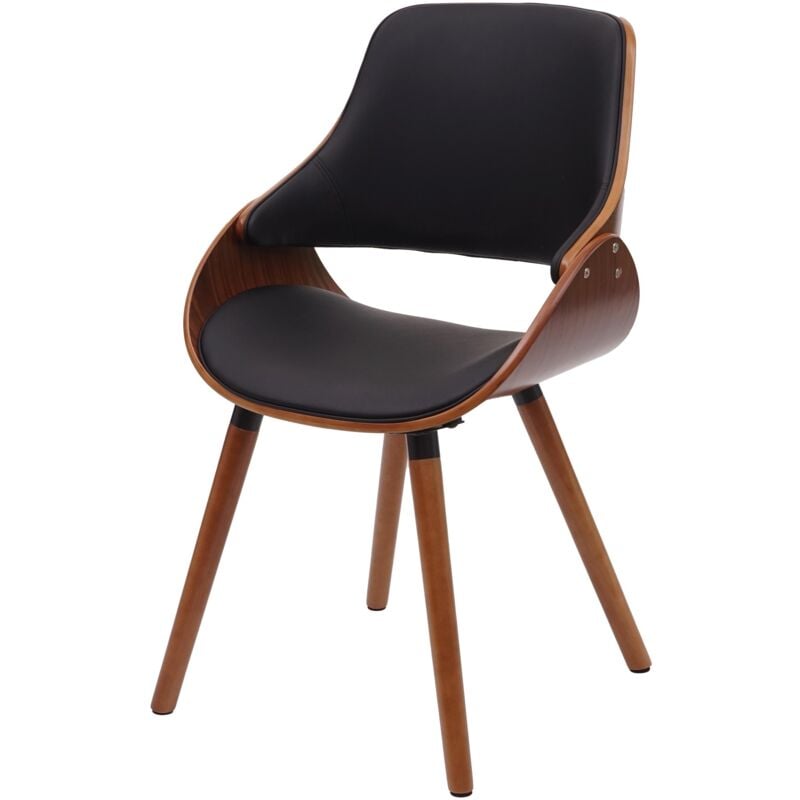 foto del prodotto hhg sedia poltroncina sala da pranzo design retro elegante 563 legno ecopelle nero