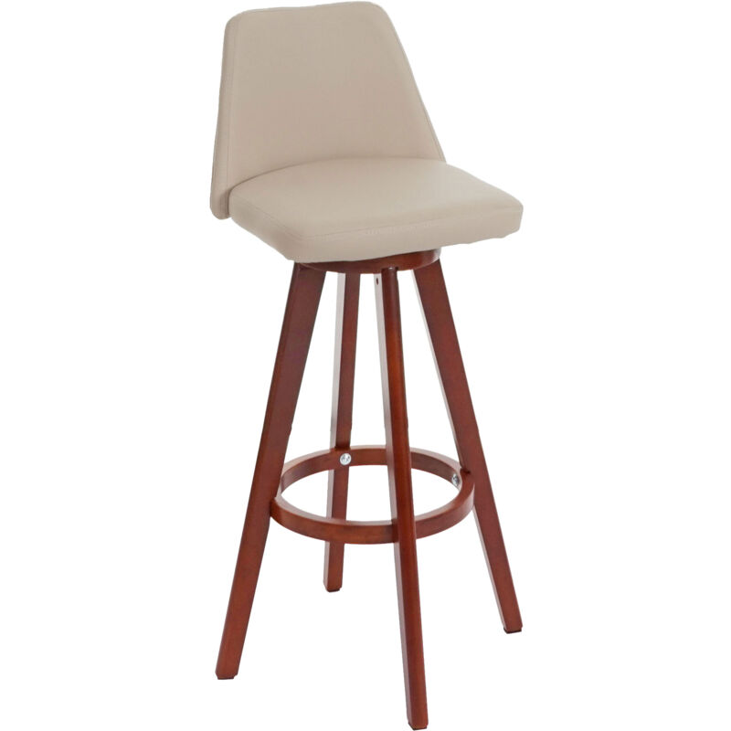 foto del prodotto hhg sedia sgabello 569 girevole design moderno legno ecopelle avorio