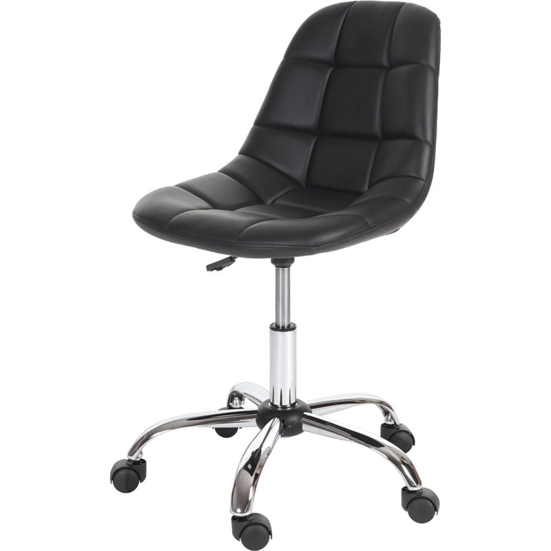 foto del prodotto hhg sedia sgabello ufficio con ruote 817 acciaio cromato ecopelle nero
