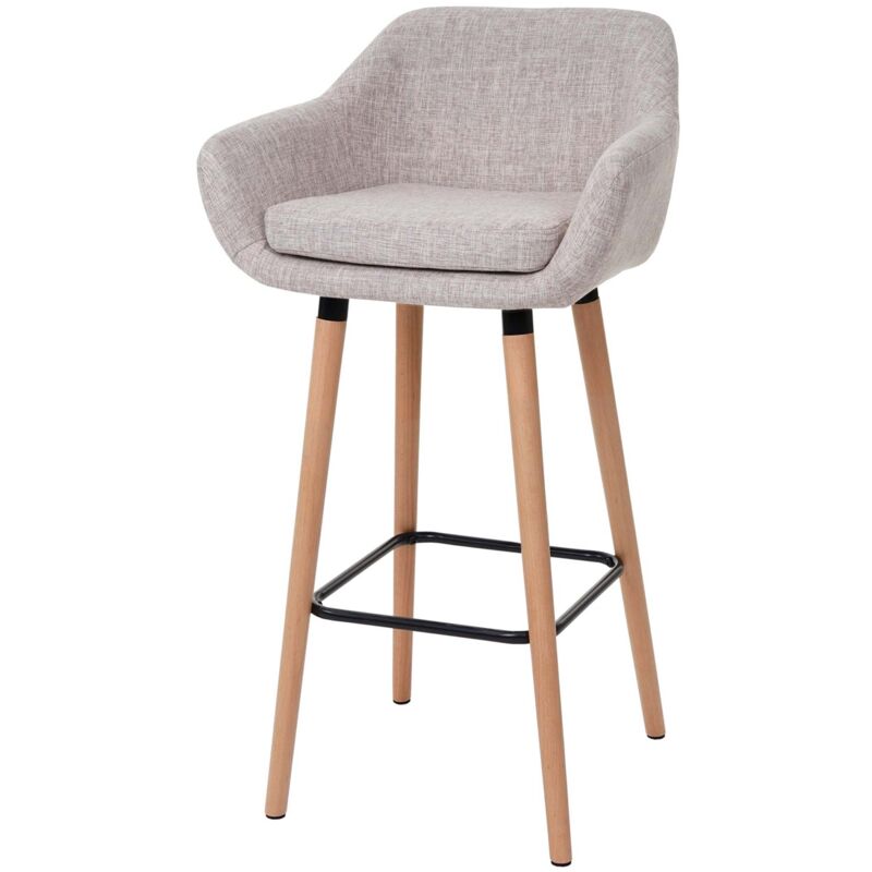 foto del prodotto hhg serie malmoe sgabello t381 legno massiccio tessuto beige grigio