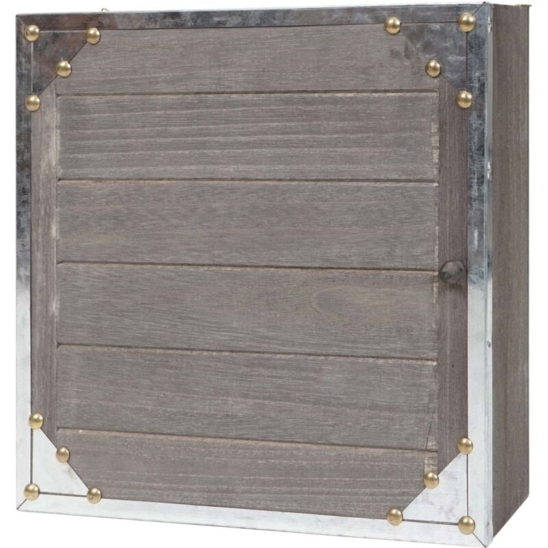 foto del prodotto hhg serie vintage portachiavi con sportello 6 ganci virginia legno paulonia 6x27x27cm grigio marrone