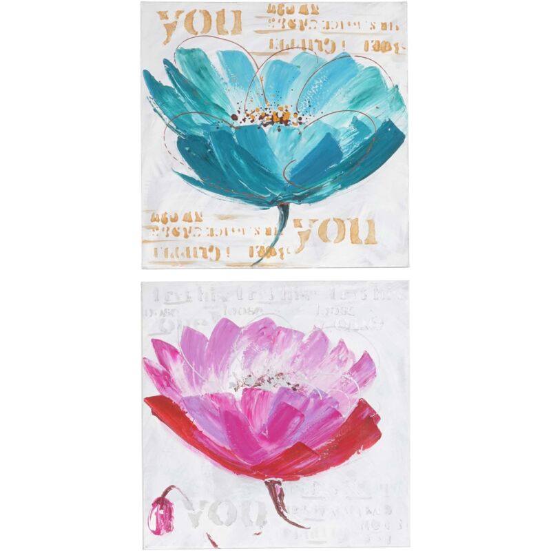foto del prodotto hhg set 2x dipinti a mano pittura ad olio su tela 50x50cm orchidee
