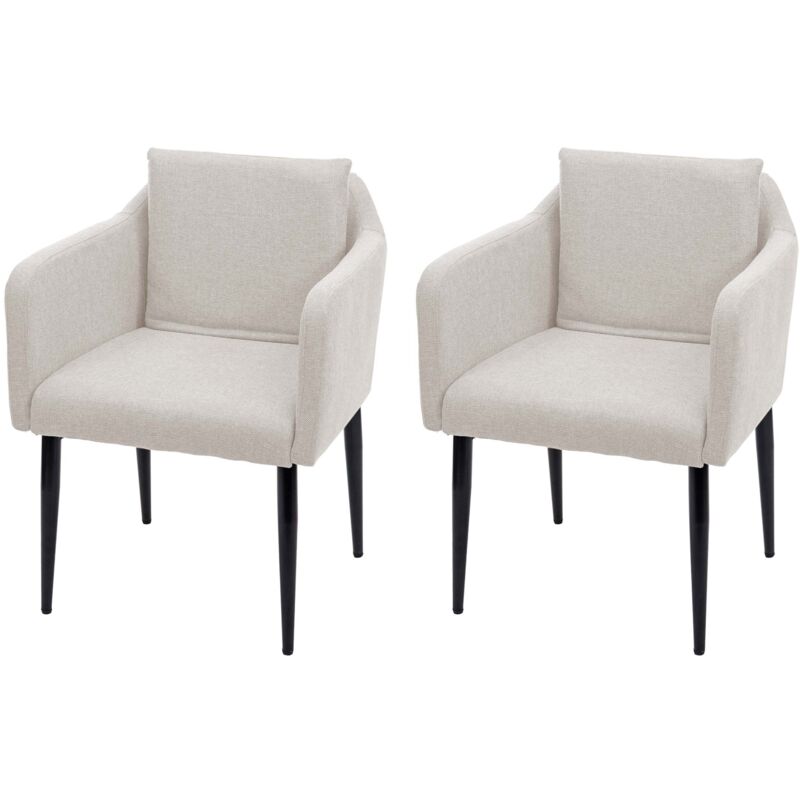 foto del prodotto hhg set 2x poltrone sedie pranzo soggiorno lounge 734, tessuto avorio beige