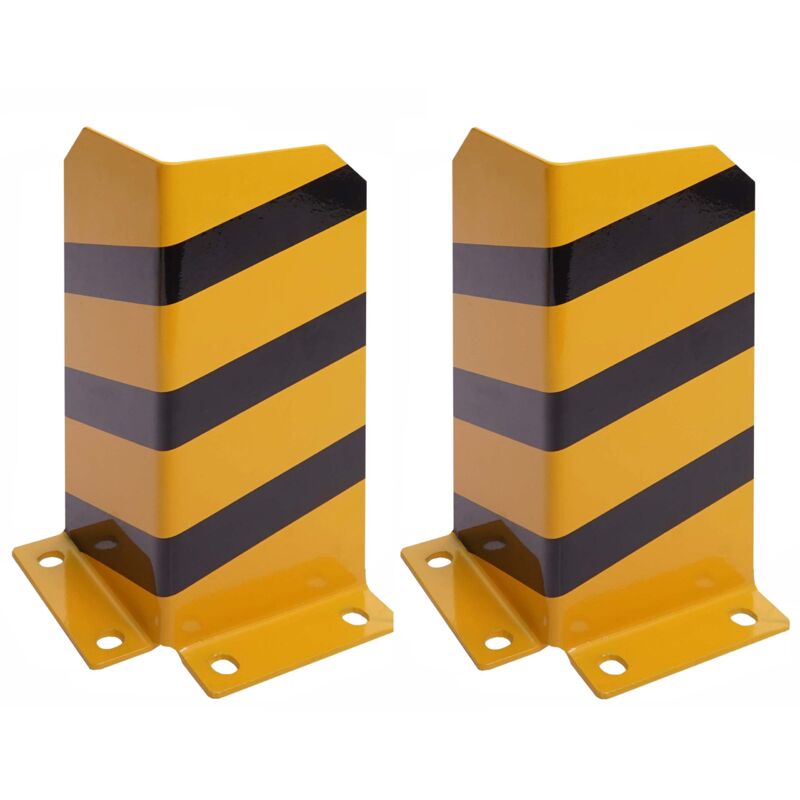 foto del prodotto hhg set 2x protezioni paraspigoli antiurto 953 metallo forma l magazzino garage giallo nero