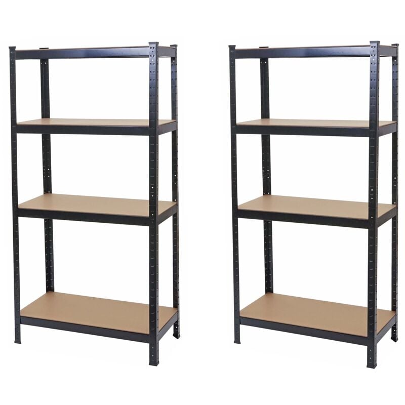 foto del prodotto hhg set 2x scaffali officina ufficio 094 mdf metallo 40x80x160cm 4x ripiani nero