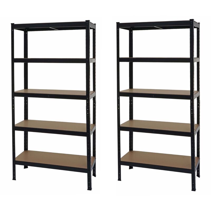 foto del prodotto hhg set 2x scaffali officina ufficio garage 412 metallo mdf 5x ripiani colore nero