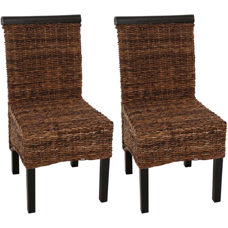 foto del prodotto hhg - set 2x sedie intreccio di banano eleganti soggiorno sala pranzo m45 gambe scure senza cuscini