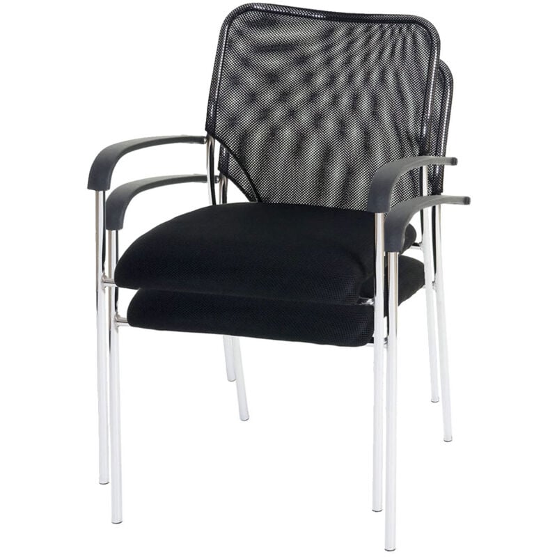 foto del prodotto hhg set 2x sedie ufficio conferenza sala attesa impilabili tulsa tessuto struttura cromata nero