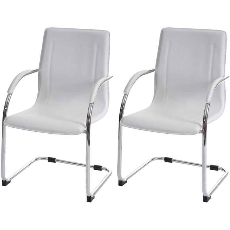 foto del prodotto hhg set 2x sedie ufficio sala attesa studio a slitta samara acciaio 56x56x93cm bianco