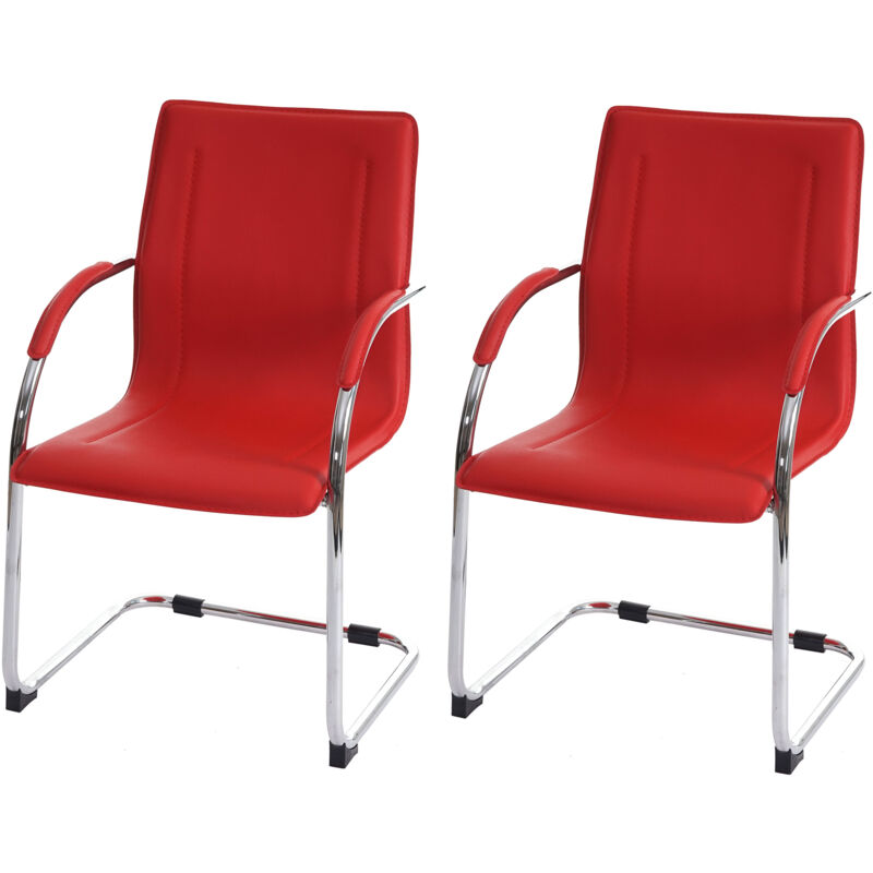 foto del prodotto hhg set 2x sedie ufficio sala attesa studio a slitta samara acciaio 56x56x93cm rosso