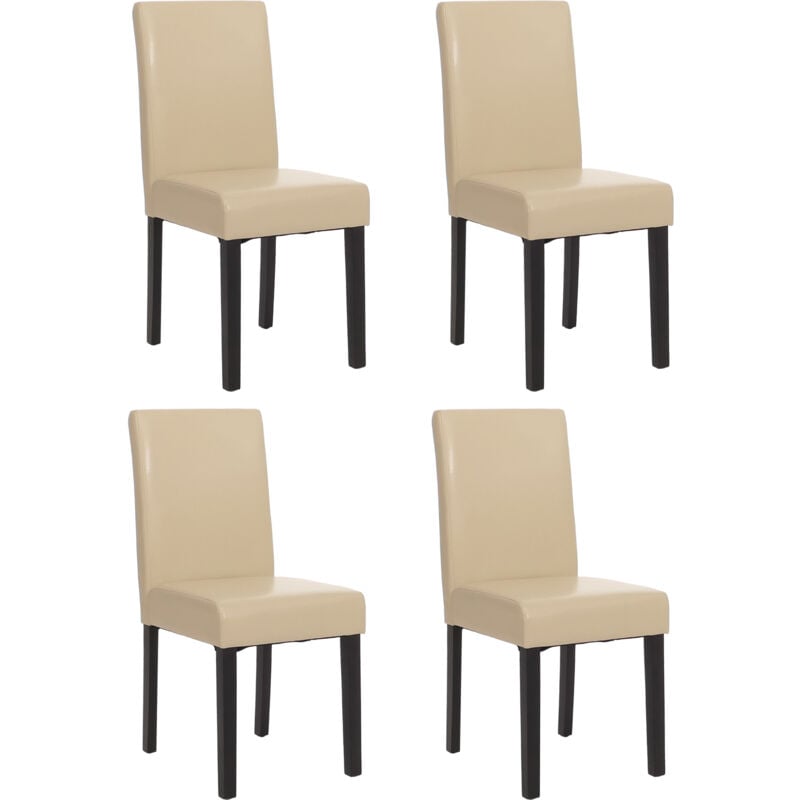 foto del prodotto hhg set 4x sedie littau pelle soggiorno cucina sala da pranzo 43x56x90cm avorio piedi scuri