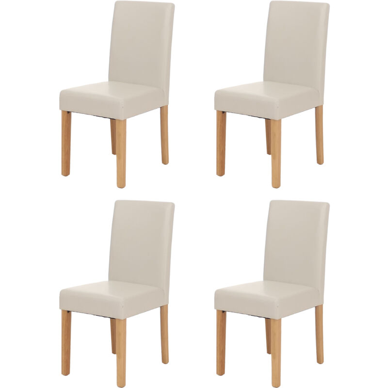 foto del prodotto hhg set 4x sedie littau pelle soggiorno cucina sala da pranzo 43x56x90cm bianco piedi chiari