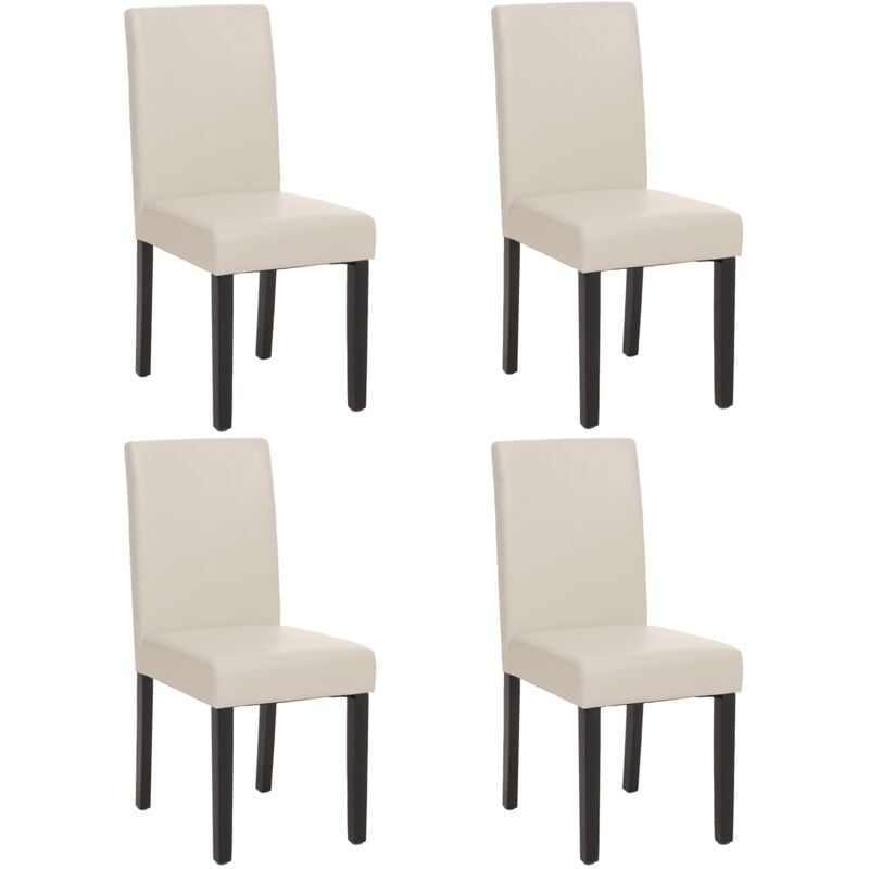 foto del prodotto hhg set 4x sedie littau pelle soggiorno cucina sala da pranzo 43x56x90cm bianco piedi scuri