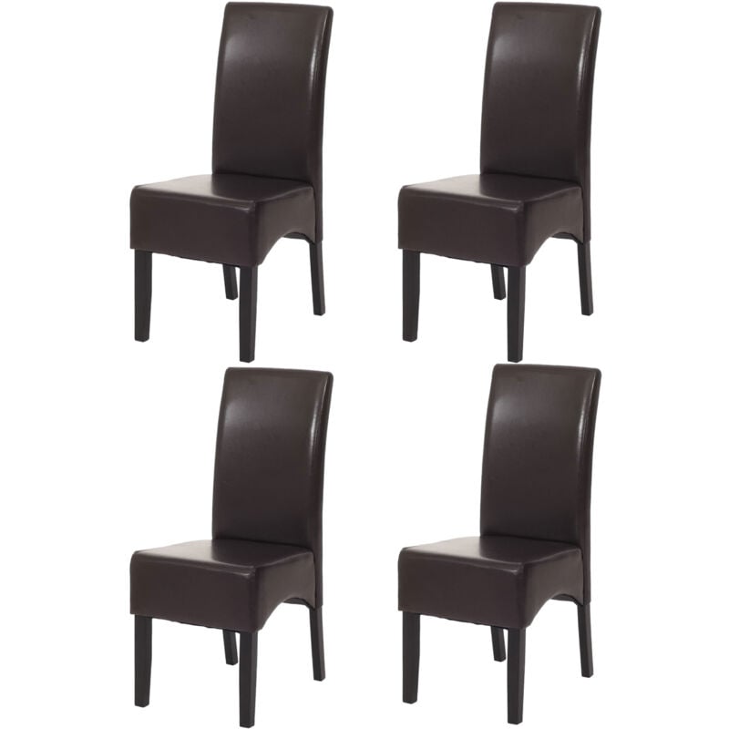 foto del prodotto hhg set 4x sedie littau pelle soggiorno cucina sala da pranzo 43x56x90cm marrone piedi scuri
