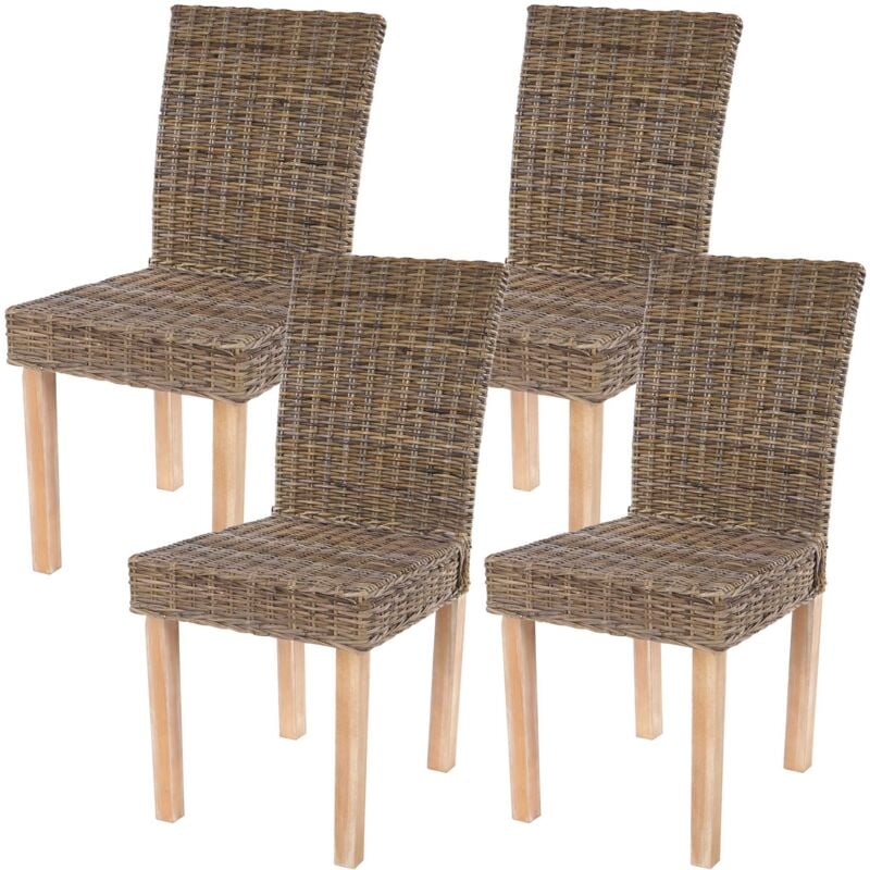 foto del prodotto hhg set 4x sedie rattan littau kubu soggiorno cucina sala da pranzo 56x43x89cm