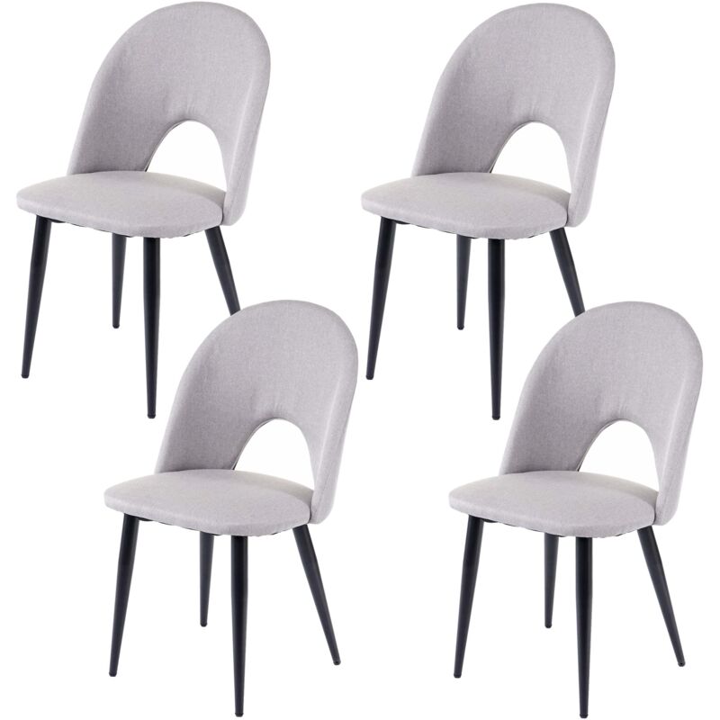 foto del prodotto hhg set 4x sedie sala pranzo soggiorno 209 design retro anni 50 metallo tessuto grigio