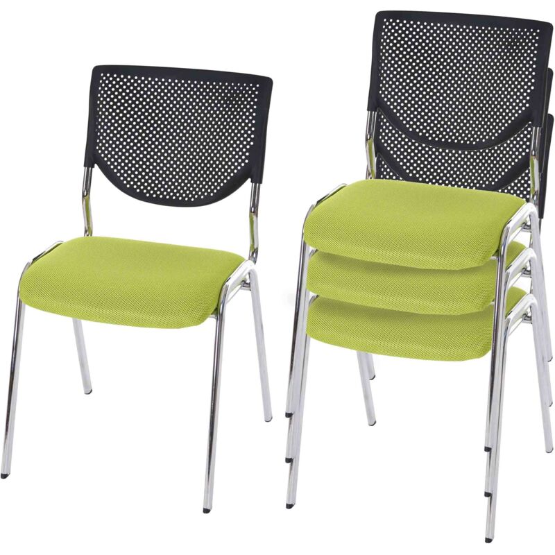 foto del prodotto hhg - set 4x sedie ufficio conferenza impilabili t401 tessuto struttura cromo colore verde