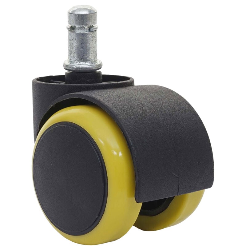 foto del prodotto hhg set 5x ruote per sedie poltrone girevoli 50mm 332 plastica poliuretano giallo