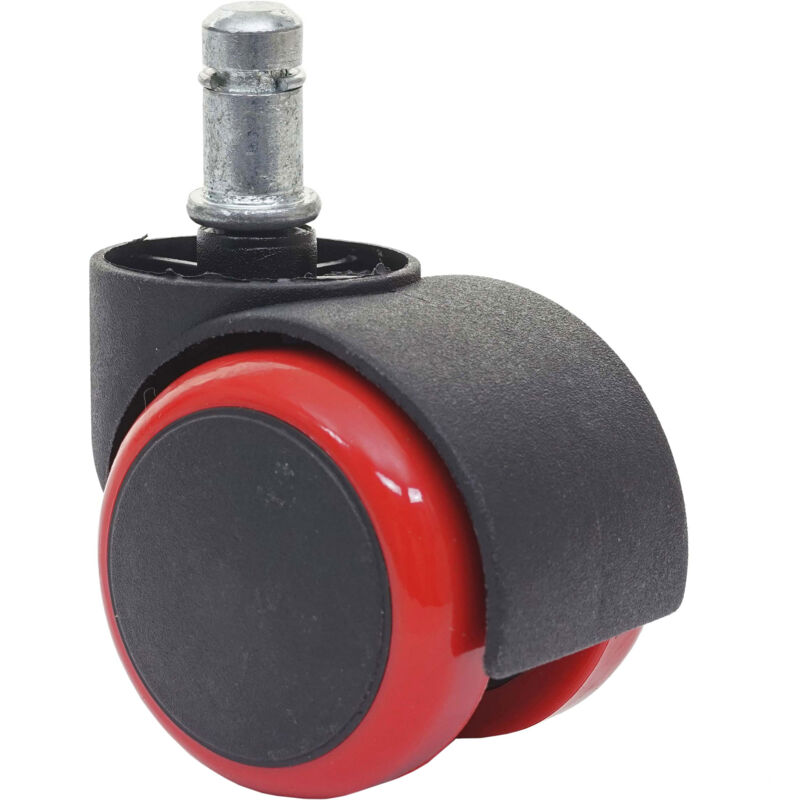 foto del prodotto hhg set 5x ruote per sedie poltrone girevoli 50mm 332 plastica poliuretano rosso
