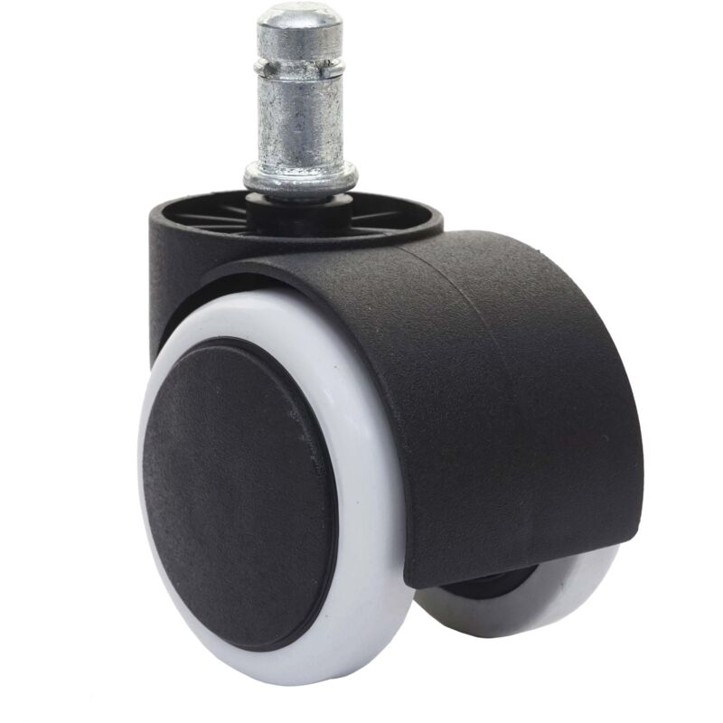 foto del prodotto hhg set 5x ruote per sedie poltrone girevoli 50mm 569 plastica poliuretano grigio nero