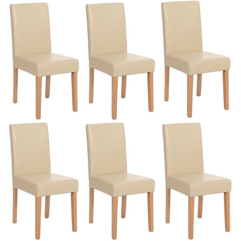foto del prodotto hhg set 6x sedie littau ecopelle soggiorno cucina sala da pranzo 56x43x90cm avorio piedi chiari