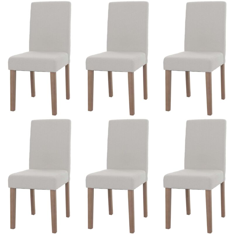 foto del prodotto hhg set 6x sedie littau tessuto boucl soggiorno cucina sala da pranzo 90x42x50cm legno avorio