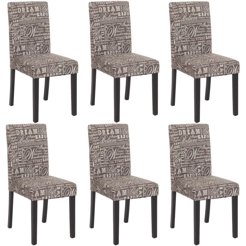 foto del prodotto hhg set 6x sedie littau tessuto soggiorno cucina sala da pranzo 43x56x90cm grigio con scritte piedi scuri