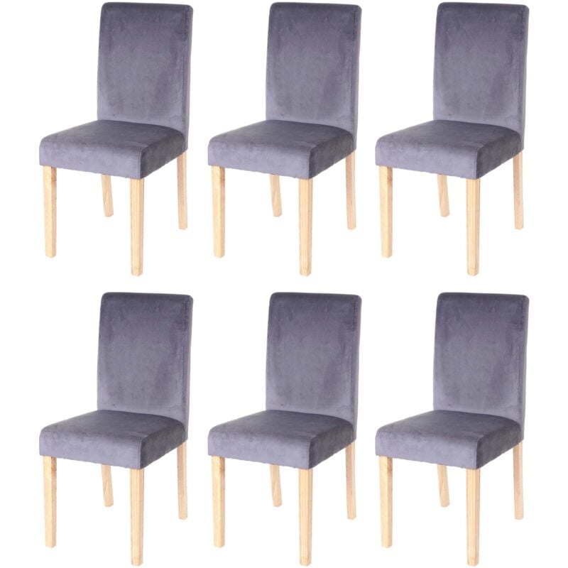 foto del prodotto hhg set 6x sedie littau velluto soggiorno cucina sala da pranzo 43x56x90cm grigio piedi chiari