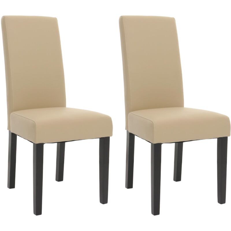foto del prodotto hhg set di 2 sedie da pranzo 921, sedia cucina soggiorno poltrona legno massiccio ecopelle, avorio, gambe nere