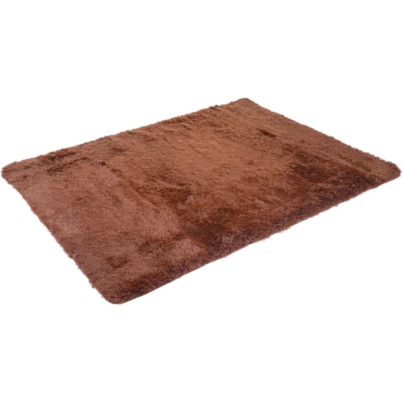 foto del prodotto hhg tappeto a pelo lungo shaggy 274 antiscivolo tessuto 140x200cm marrone scuro