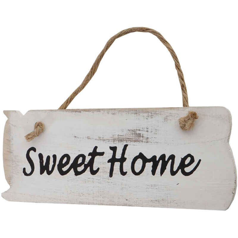 foto del prodotto hhg targa cartello pensile decorativa shabby vintage legno paulonia 25x10cm, sweet home