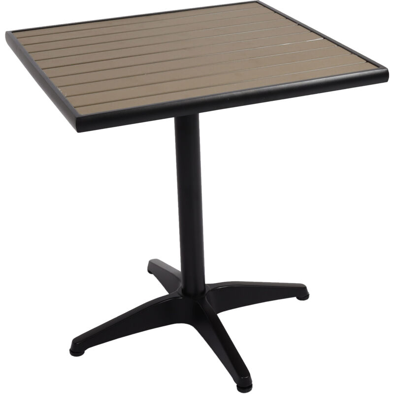 foto del prodotto hhg tavolino quadrato esterno bar 861 alluminio aspetto legno 74x70x70cm nero grigio
