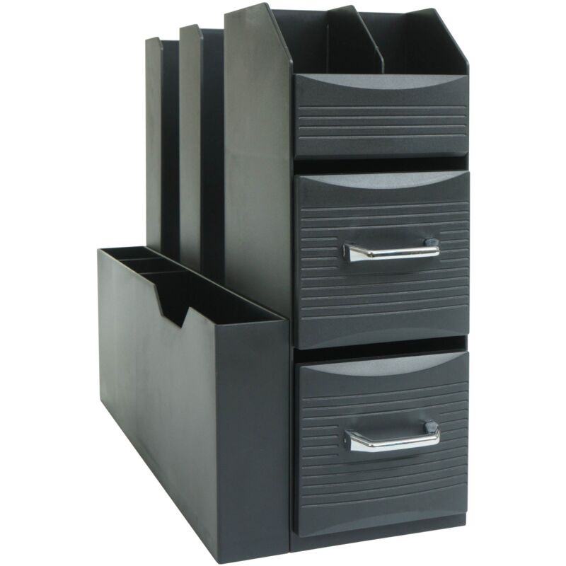foto del prodotto hhg tavolino supporto per macchina da caff 2 cassetti 7 scomparti 762 polistirene antiurto 29x14x33cm nero
