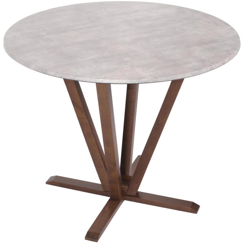 foto del prodotto hhg tavolo rotondo salotto divano 991 92cm legno laminato hpl melaminico legno scuro effetto palissandro