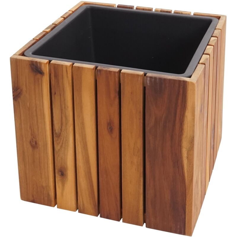 foto del prodotto hhg vaso piante quadrato con inserto 584 legno acacia 32x32x32cm legno chiaro