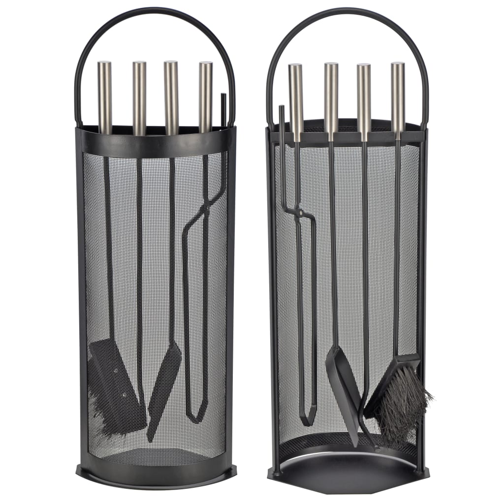 foto del prodotto hi set di attrezzi per camino 5 pz nero 23x14,5x66 cm