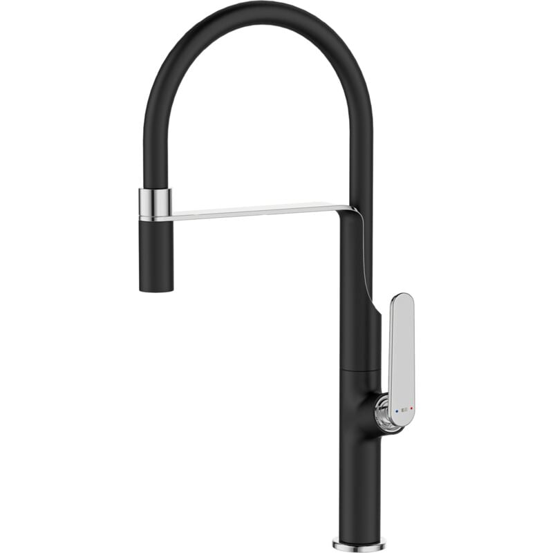 foto del prodotto hideno rubinetto da cucina con doccetta in nero e cromo - essebagno