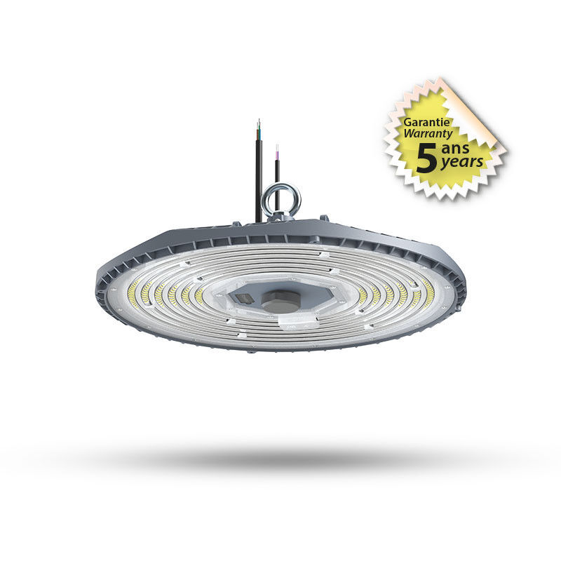 foto del prodotto high bay led dimmerable 150w illuminazione industriale ip65 30000lm 4000k 360mm nero