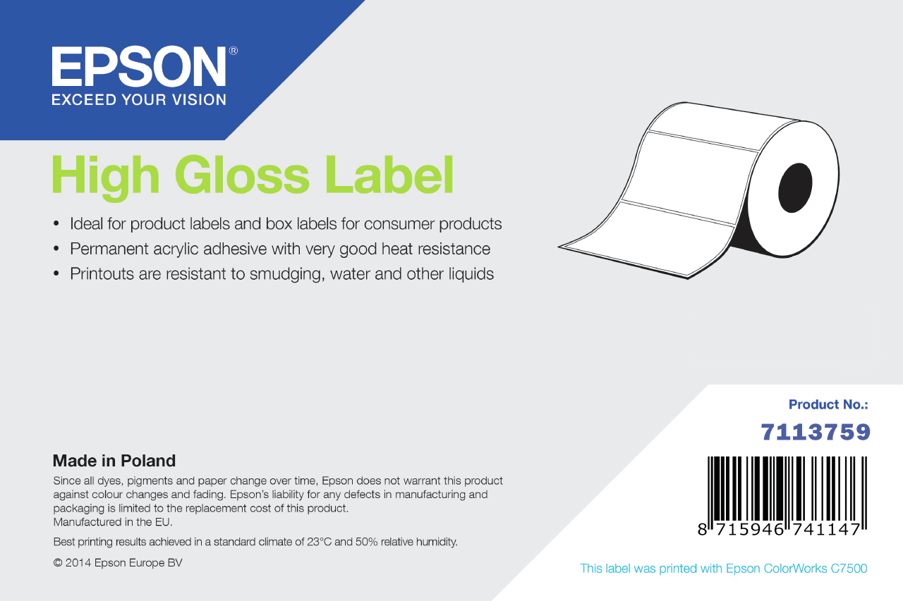 foto del prodotto high gloss label,diecut roll,102mmx76mm,1570labels 7113759