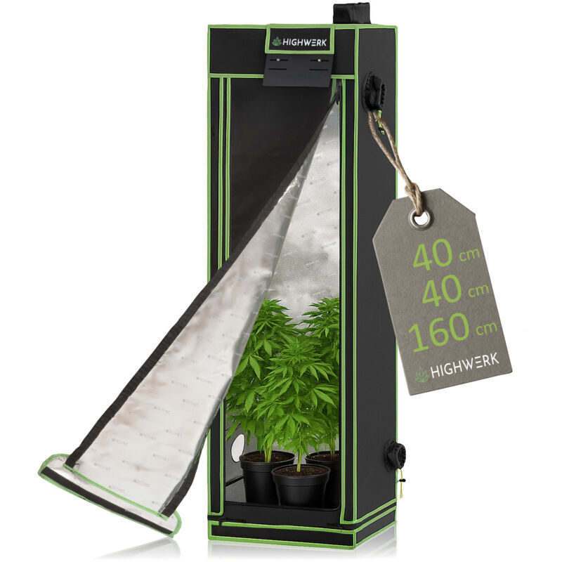 foto del prodotto highwerk tenda coltivazione 40 x 40 x 160 cm grow tent interno, coltivazione di piante, nero verde