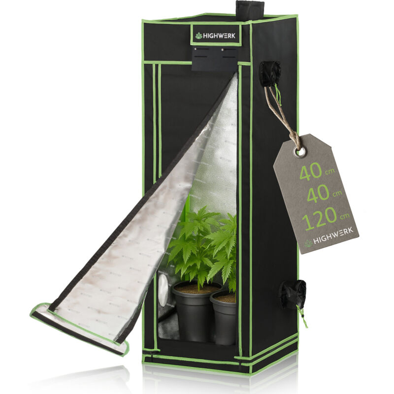 foto del prodotto highwerk tenda da coltivazione 40 x 40 x 120 cm growbox indoor per coltivazione piante, nero verde