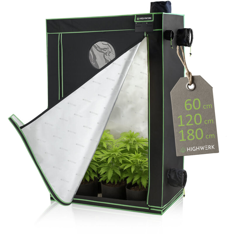 foto del prodotto highwerk tenda da coltivazione 60 x 120 x 180 cm grow tent da interno per piante nero verde