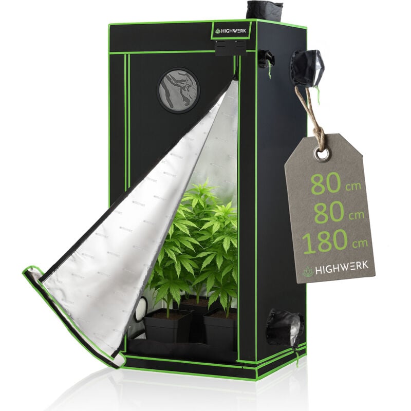 foto del prodotto highwerk tenda da coltivazione 80 x 80 x 180 cm grow tent, coltivazione di piante nero verde