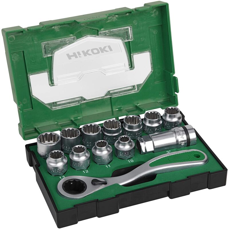 foto del prodotto hikoki 40030033 set di bussole 13 pezzi 1 2 pollici box iii , 10 w, 240 v