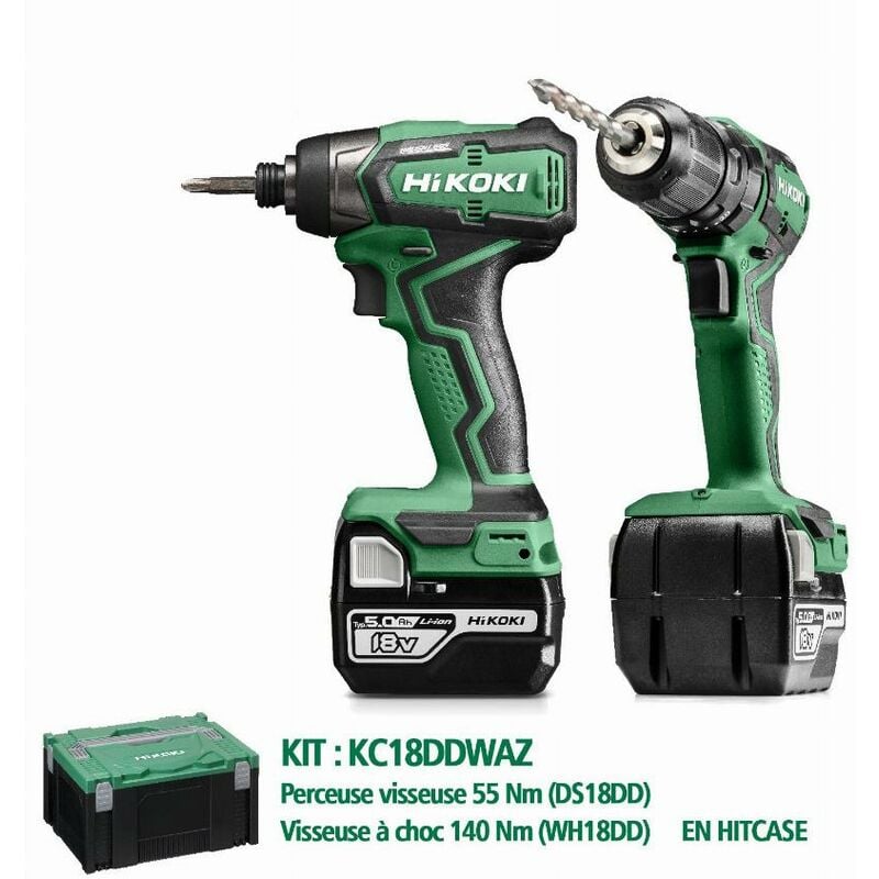 immagine 0 del prodotto hikoki kit 18v trapano ds18dd avvitatore wh18dd 2 batterie 5ah kc18ddwaz