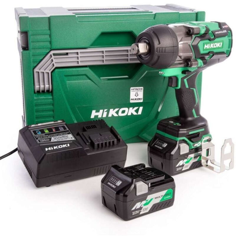 foto del prodotto hikoki utensili avvitatore a impulsi a batteria da 36 v, 2 batterie li ion da 2,5 ah, caricabatterie wr36dawrz
