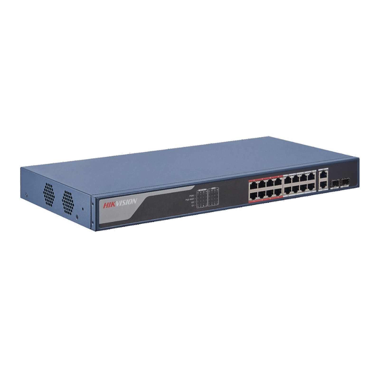 foto del prodotto hikvision 16 porte fast ethernet smart poe switch ds-3e1318p-ei