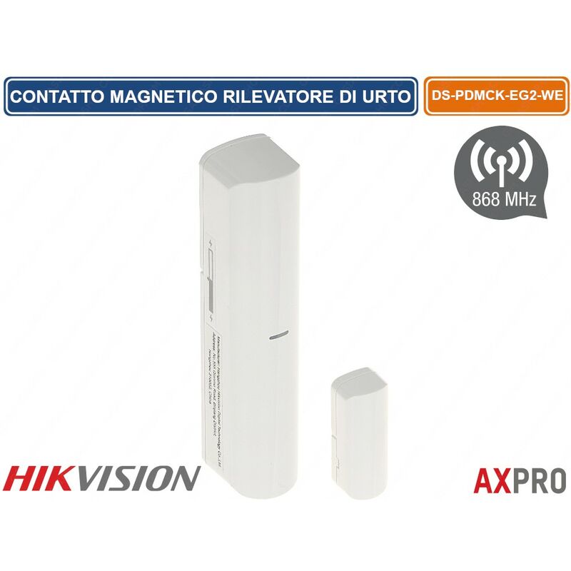 foto del prodotto hikvision ax pro contatto magnetico wireless 868mhz con rilevatore di urto 1600m