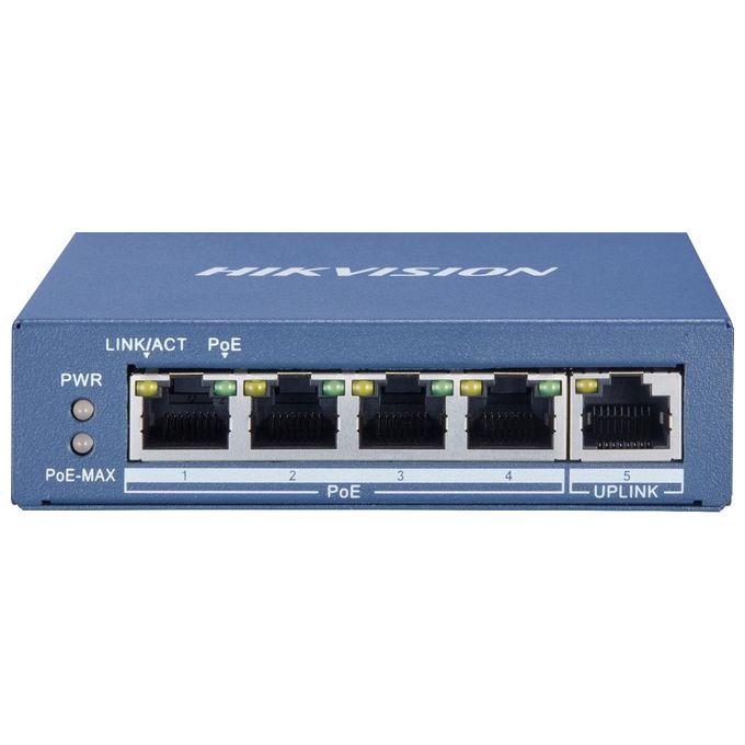 foto del prodotto hikvision digital technology ds 3e0505p e m switch di rete non gestito l2 gigabit ethernet 10 100 1000 supporto power over ethernet 1u blu