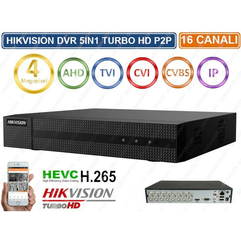 foto del prodotto hikvision hwd 6116mh g2 dvr 5in1 ahd cvi tvi cvbs ip 16 canali utc 4 mp turbo hd capacit hard disk 2tb